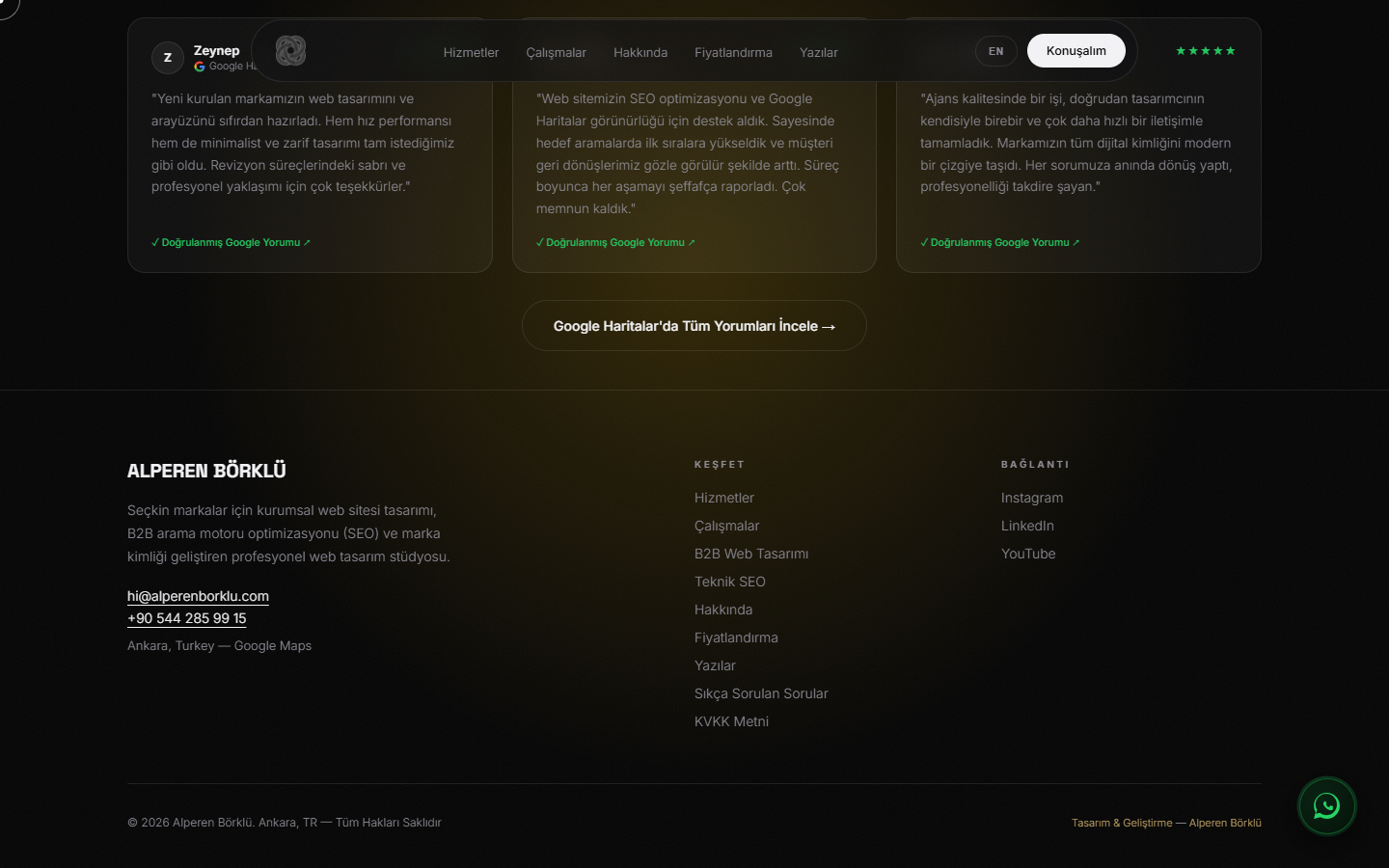 Alperen Börklü Footer & Lead Generation