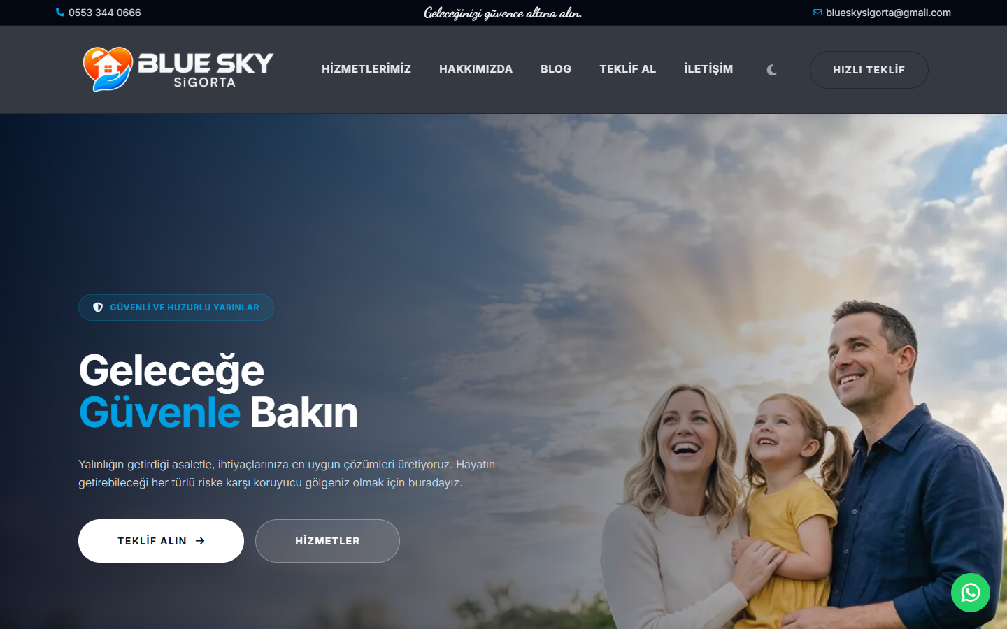 Blue Sky Sigorta Hero Section