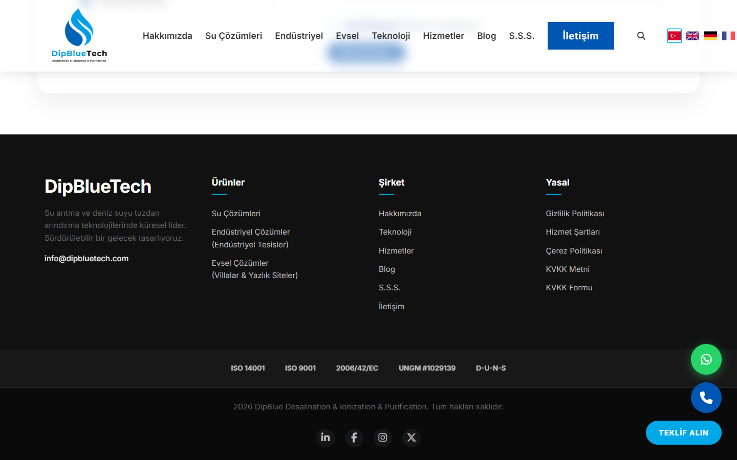 Dipblue Tech Footer & Lead Generation
