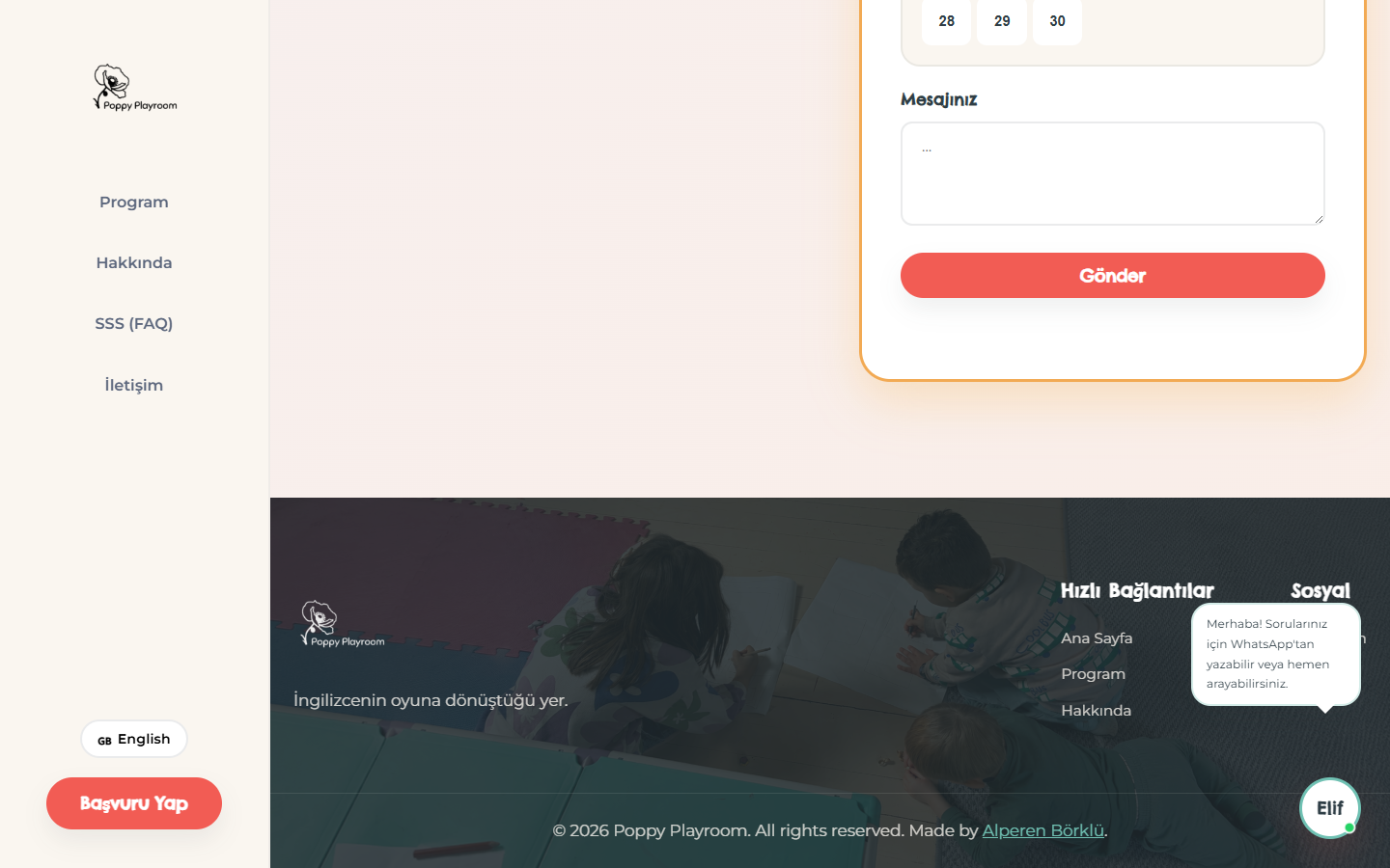 Poppy Playroom Footer & Lead Generation