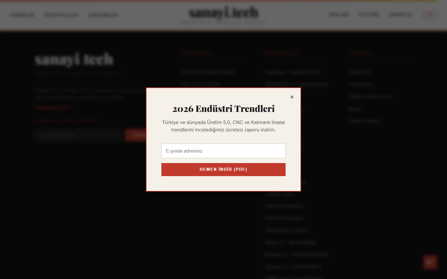 Sanayi Tech Footer & Lead Generation