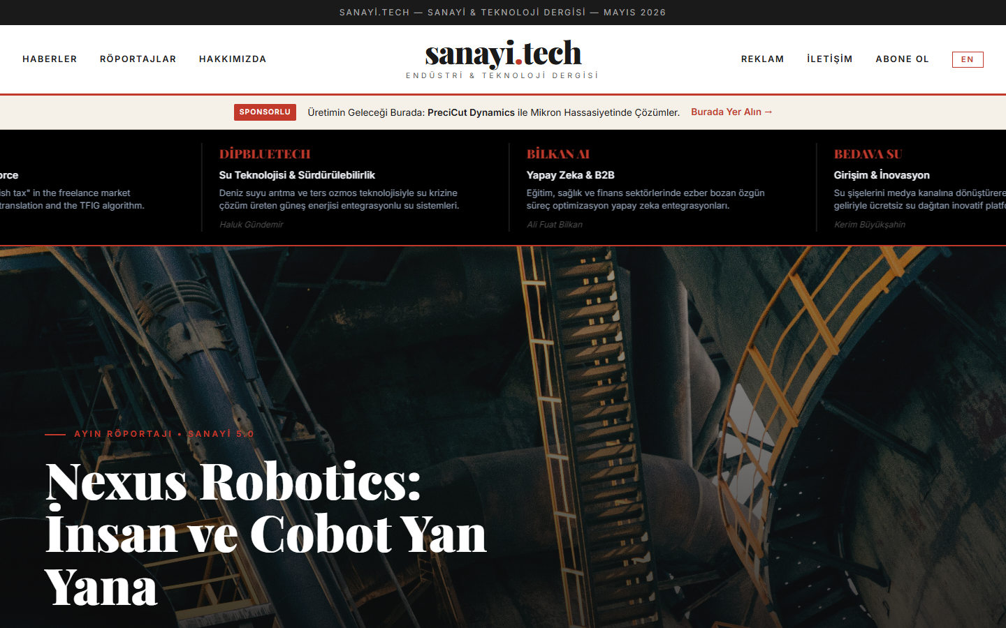Sanayi Tech Hero Section